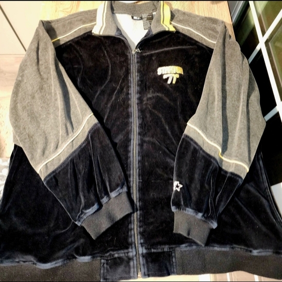 Vintage Starter 71 Track Jacket Velour Zip-up 90s Y2K Logo Streetwear Men's L XL - Picture 5 of 11